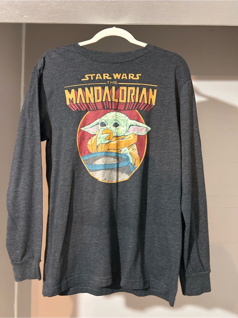 Star Wars The Mandalorian 'The Child' Graphic Long Sleeve Shirt - Charcoal